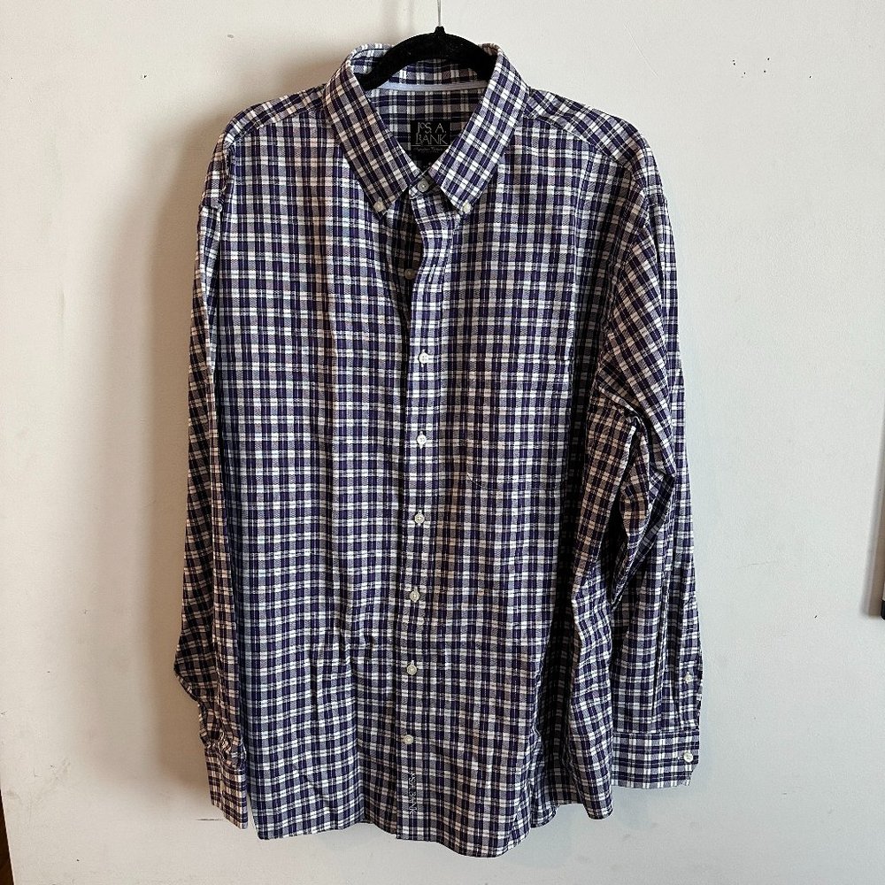 Men's Jos A Bank Long Sleeve Button Down XL White Purple and Black